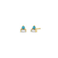 Zoe Chicco Baguette Diamond and Turquoise Stud Earrings